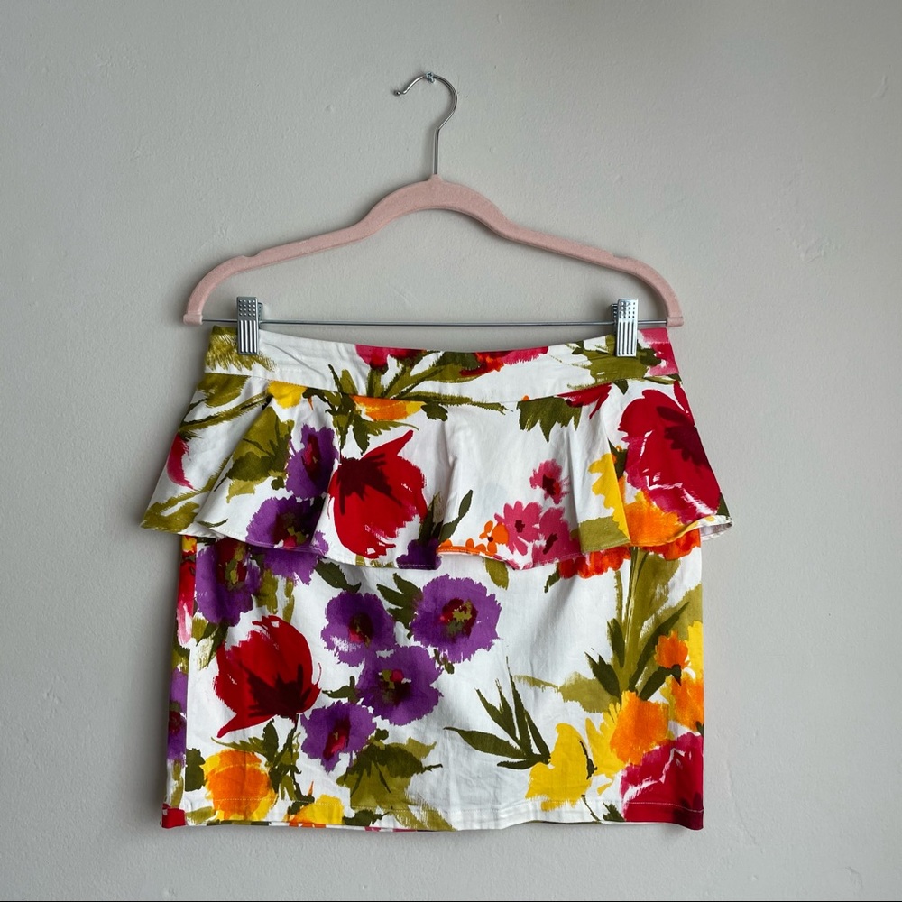 Forever 21 Colorful Floral Peplum Skirt